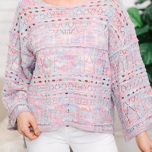 Rainbow Pastel Multicolor Knit Women's Blouse
